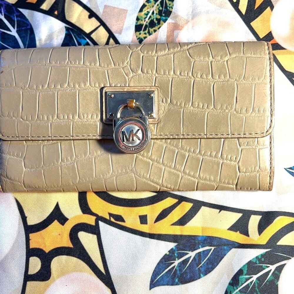 Michael Kors Fulton Tan Croc Leather Wallet